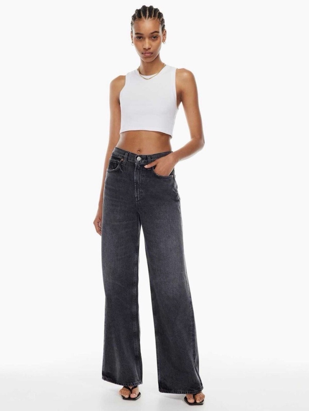 Citizens of Humanity Paloma Wide Leg Jeans 26 Black Gray